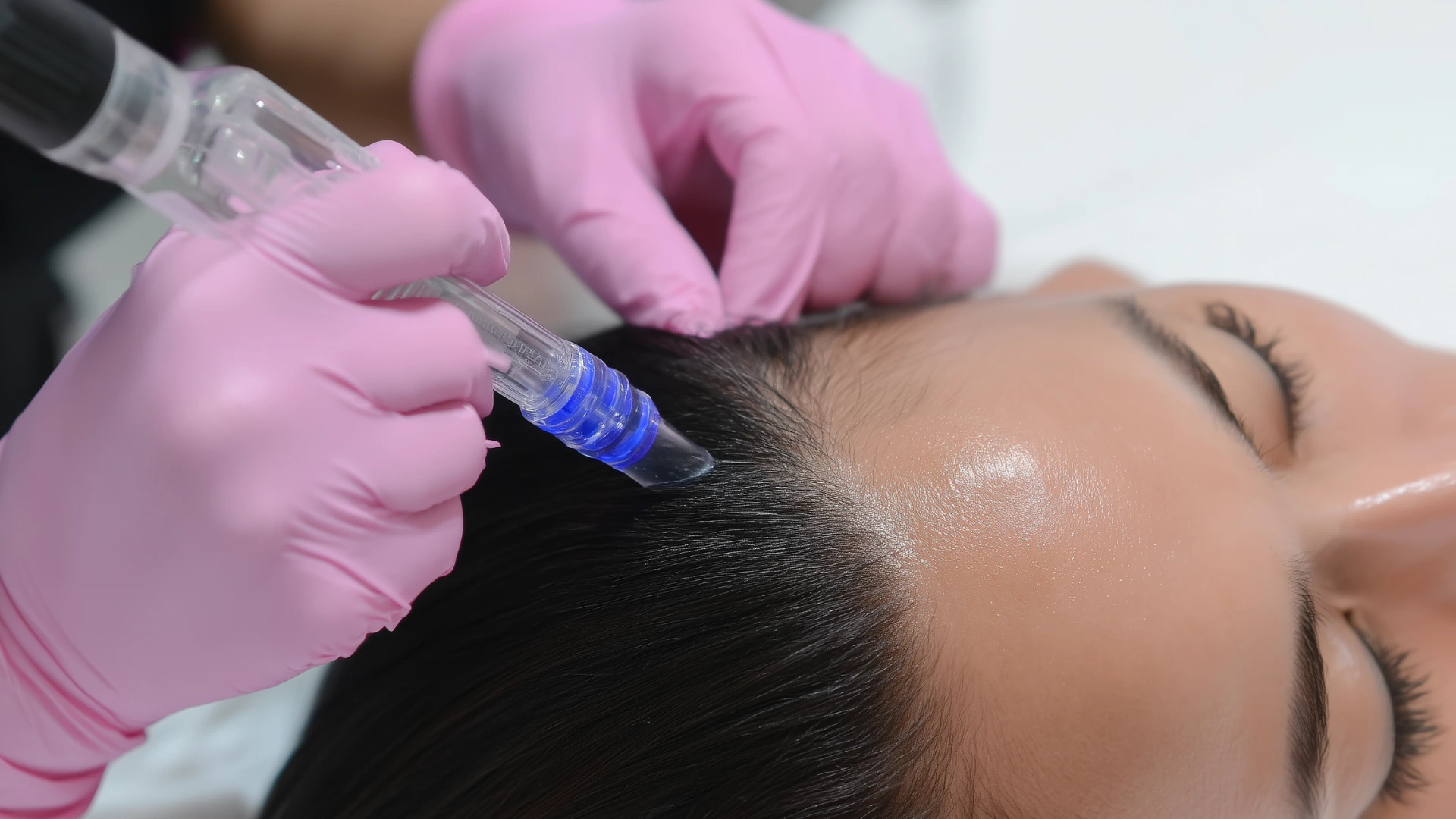 Zabieg trychologiczny wykonywany podczas kursu Hair Boost Master w Beauty Place & School